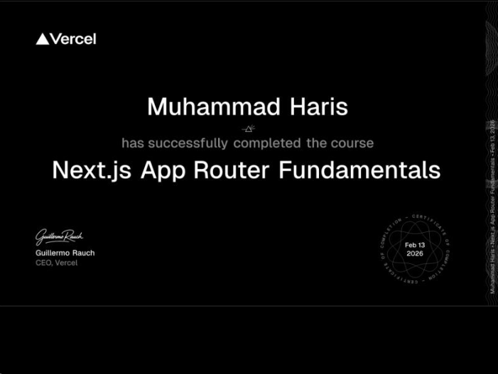Next.js Fundamentals Certificate